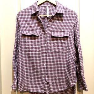 Aritzia The Group by Babaton Long Sleeve Shirt Plaid Flannel Button Fron…